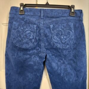 SIWY SLIM STRETCH SKINNY CROP JEANS IN RED TREFOIL PRINT, 29